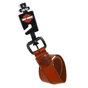 Harley-Davidson BMM040 Men's Sz‎ L (38/40) Cognac Brown Genuine Leather Belt